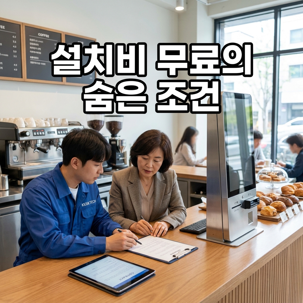 설치비 무료 조건을 점검하는 매장 상담 장면
